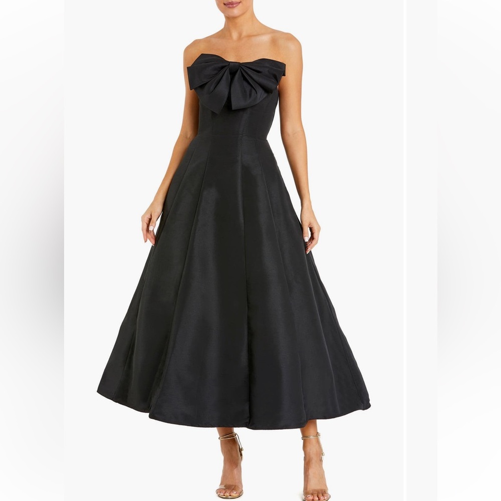 Mac Duggal Strapless A-Line Tea Length Dress
